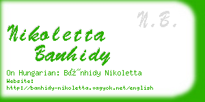 nikoletta banhidy business card